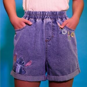 Her Universe Disney Lilo & Stitch Scrump & Stitch Elasticated Denim Shorts NWT